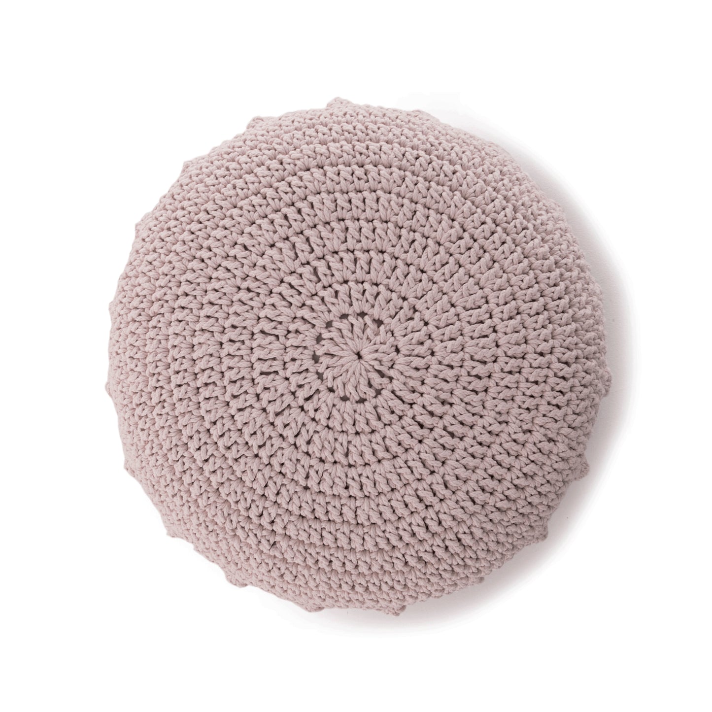 Puff Disco em crochê Rose, com fio 100% algodão. Fechamento com zíper, possibilitando a remoção da capa para lavagem. Dimensões: Altura - 20cm; Diâmetro - 85cm.
