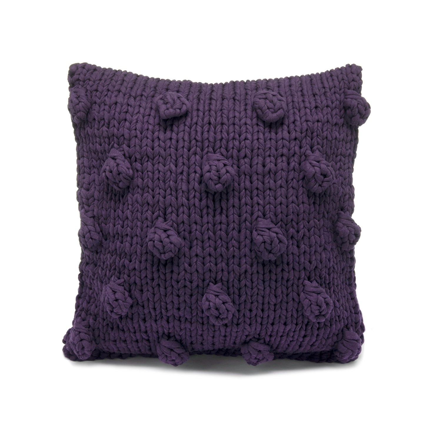 Almofada em Tricô Artesanal Bolas 50x50 Roxo