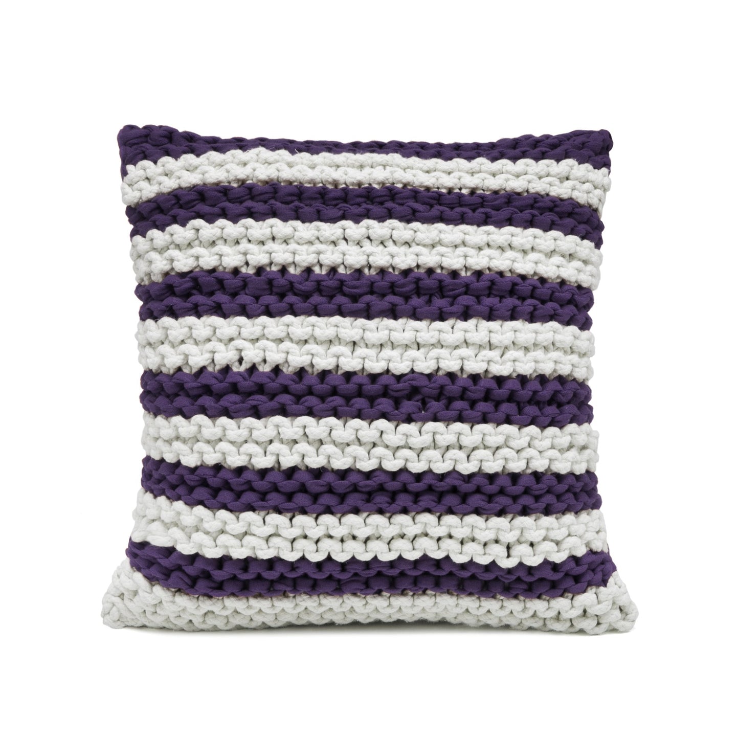 Almofada em Tricô Artesanal Listra 60x60 Roxo Pronta Entrega