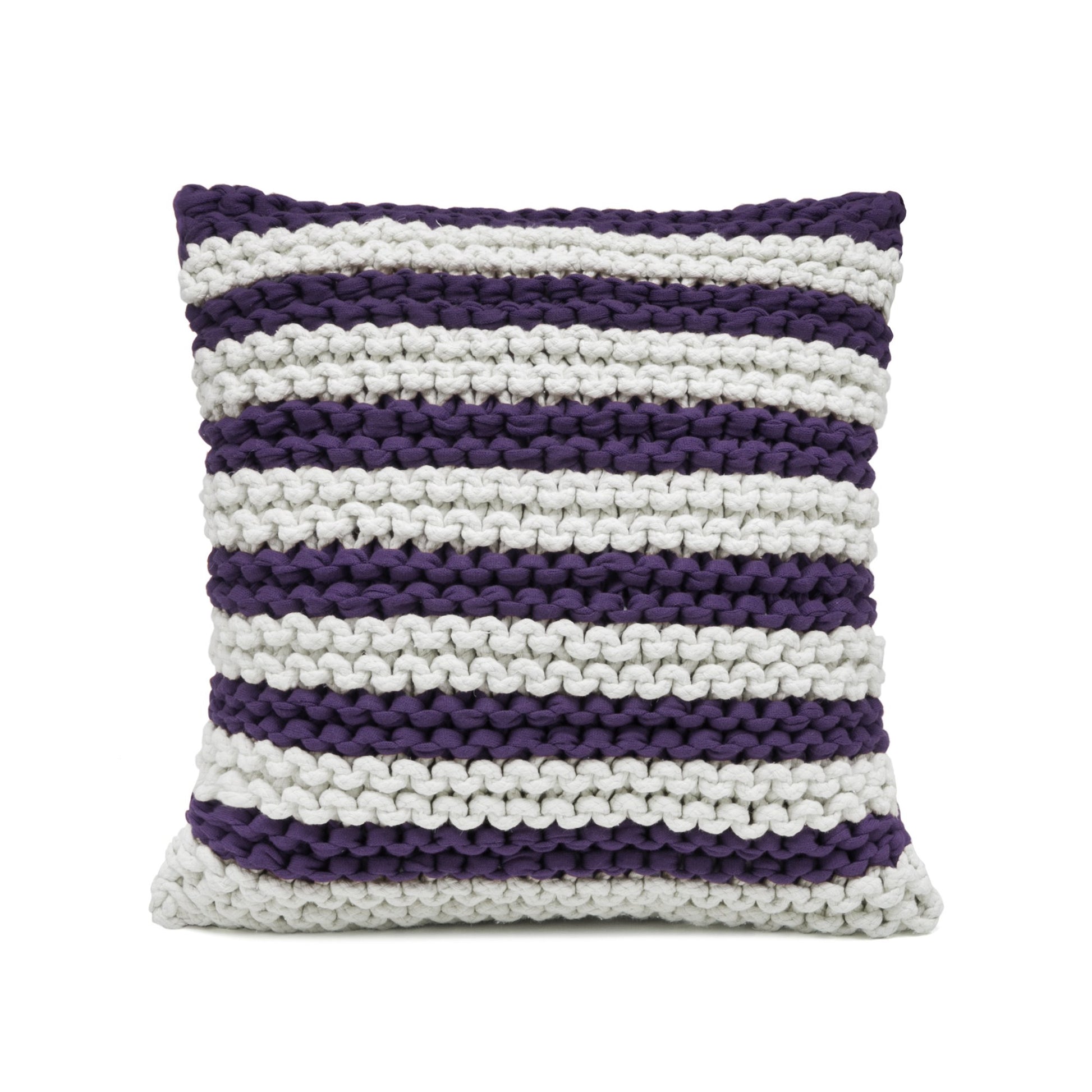 Almofada em Tricô Artesanal Listra 60x60 Roxo Pronta Entrega