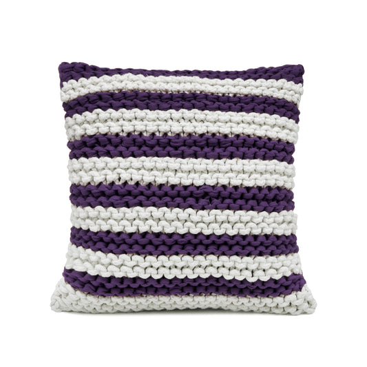 Almofada em tricô Artesanal Listra 45x45 Roxo