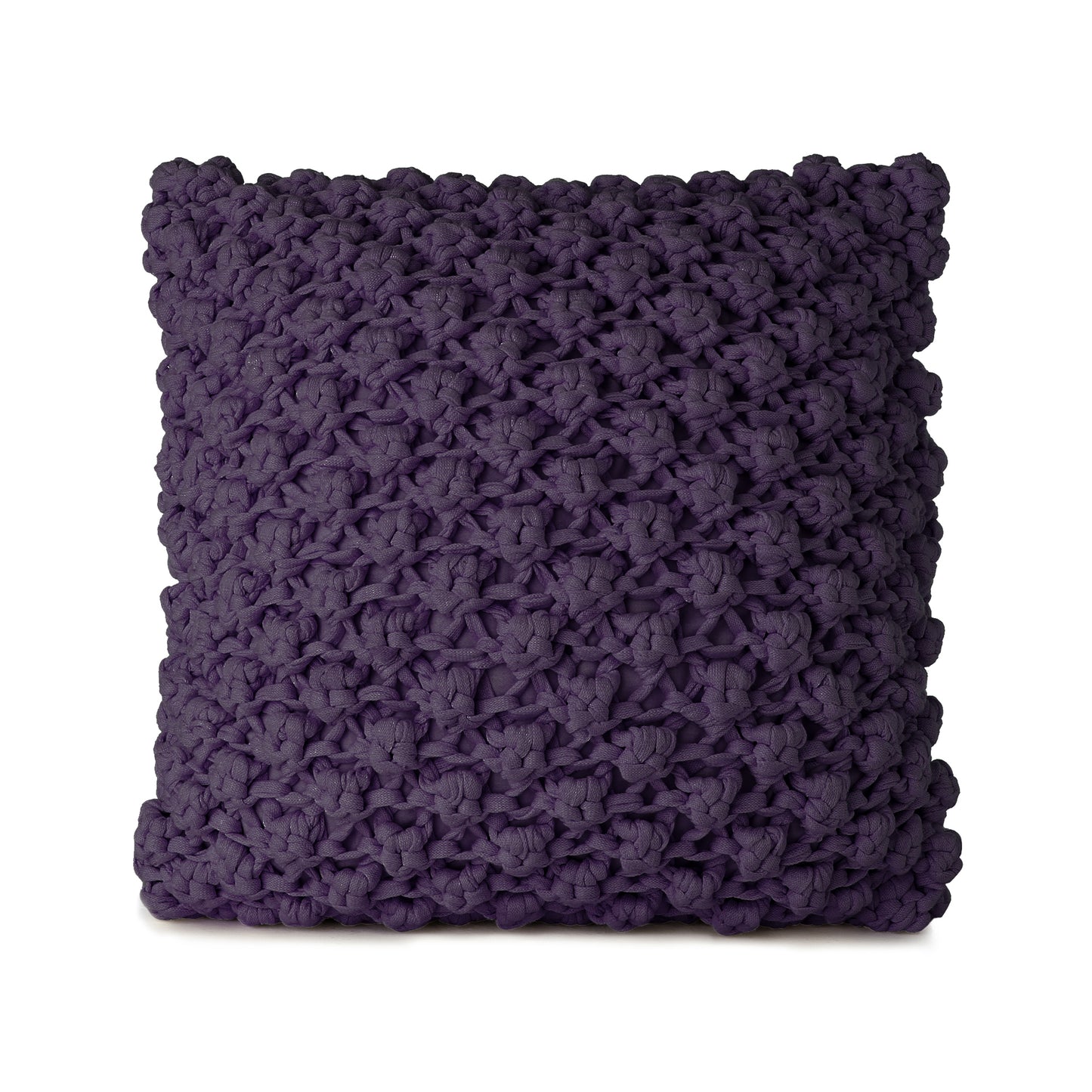 Almofada em Tricô Artesanal Pipoca 45x45 Roxo Pronta Entrega
