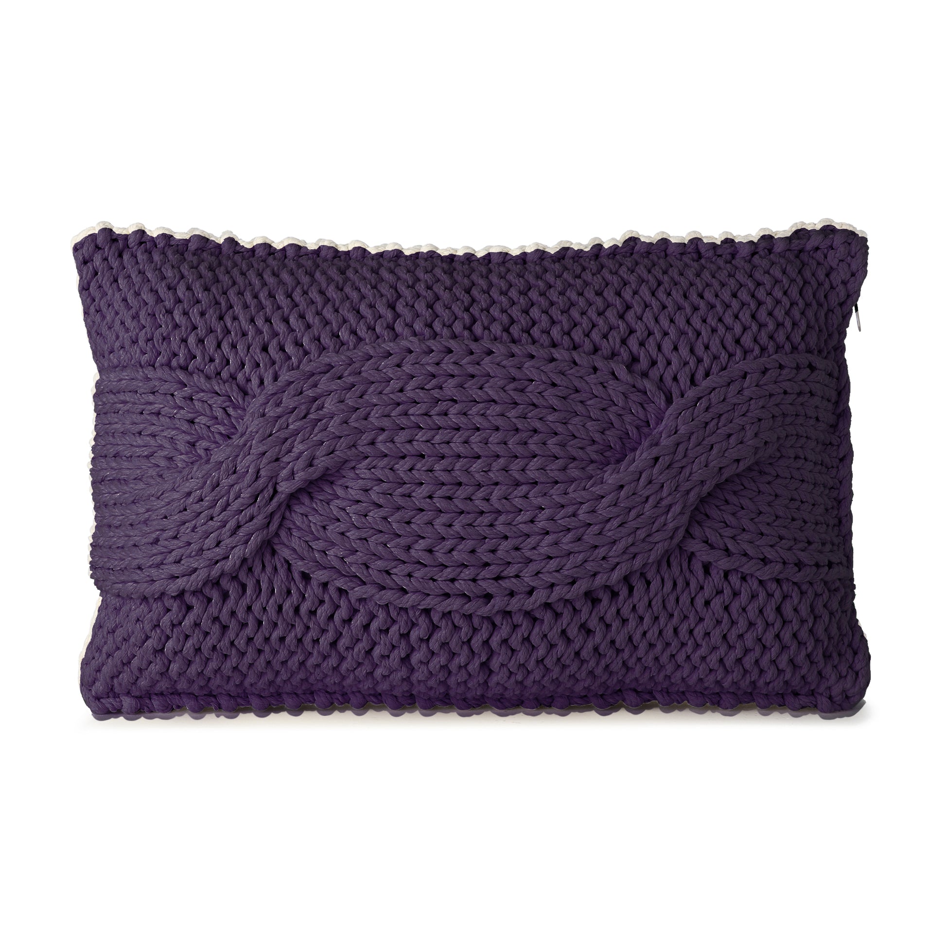 Almofada em tricô artesanal String Trança Retangular 40x60 Roxo