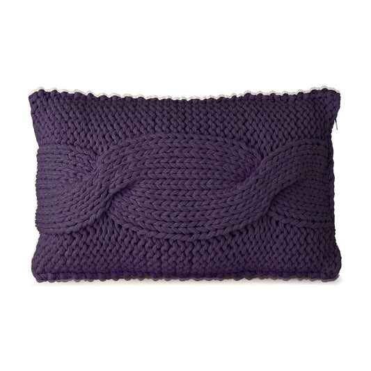 Almofada em tricô artesanal String Trança Retangular 40x60 Roxo