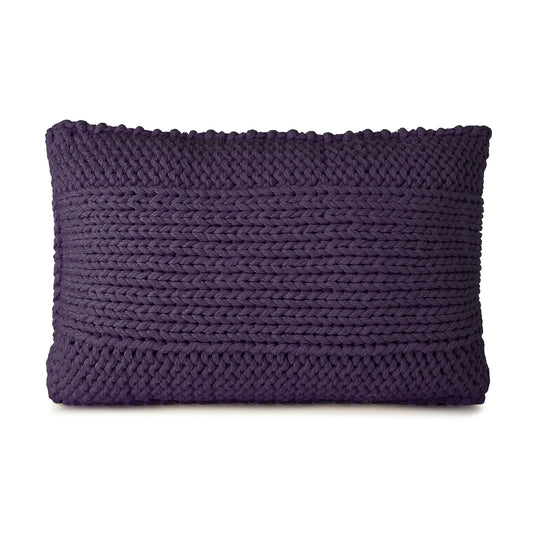Almofada em tricô artesanal Roxo, frente e verso, com fio 100% algodão. Fechamento com zíper, possibilitando a remoção da capa para lavagem. Dimensões: Altura - 40cm; Largura - 60cm.