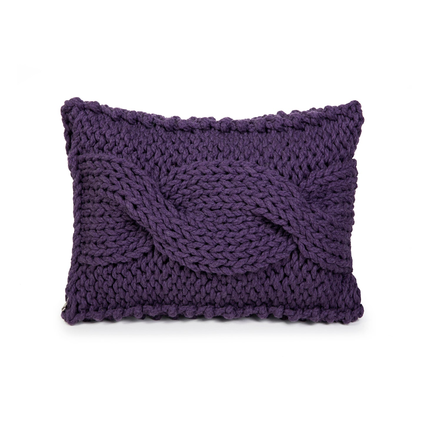 Almofada em tricô artesanal String Trança Retangular 30x45 Roxo