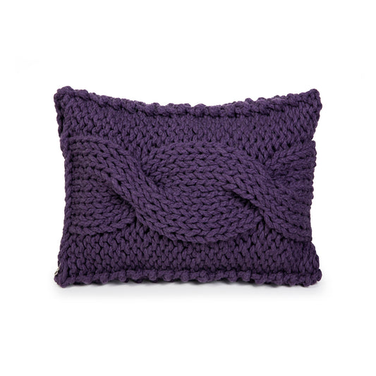 Almofada em tricô artesanal String Trança Retangular 30x45 Roxo