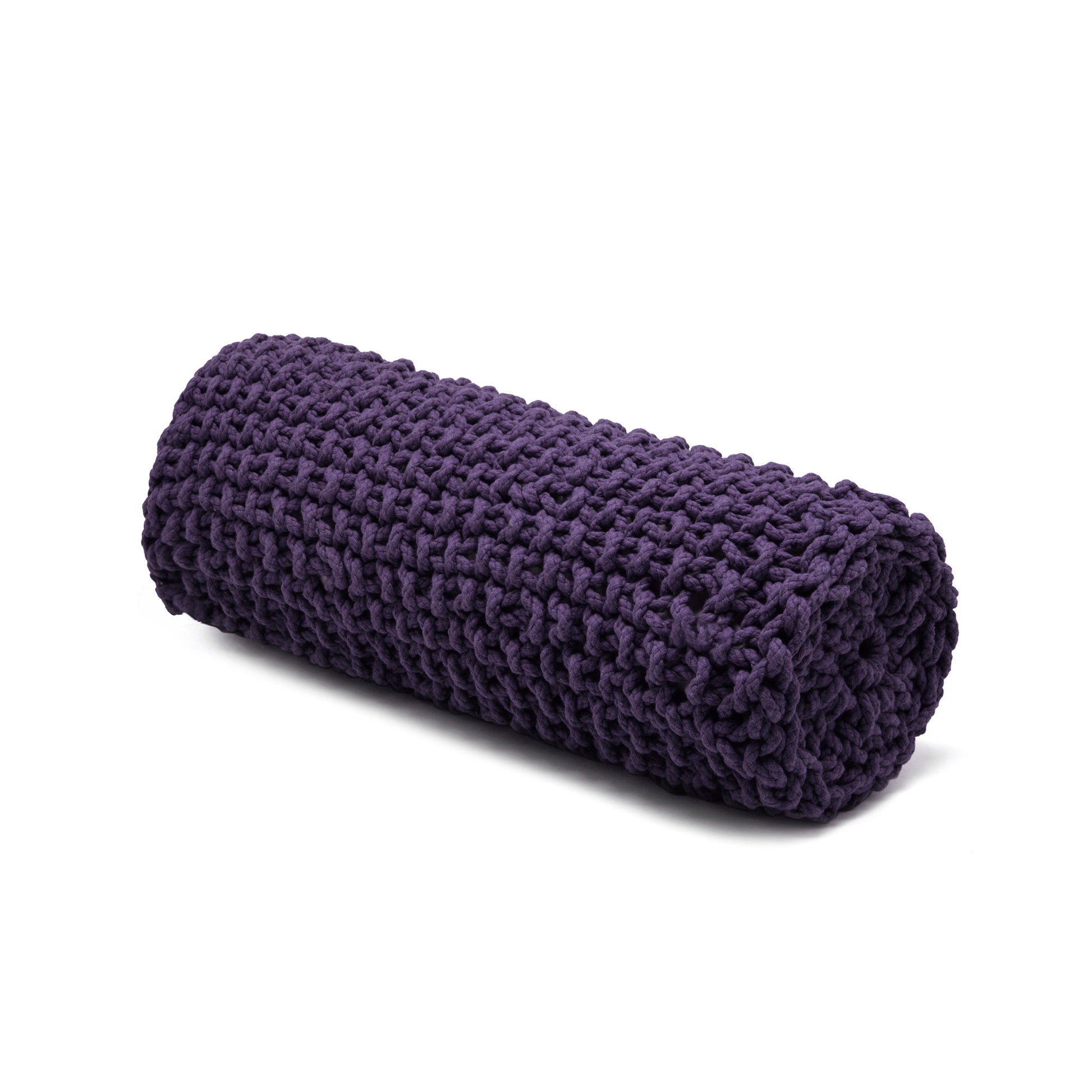 Almofada em tricô artesanal String Rolo 18x60 Roxo