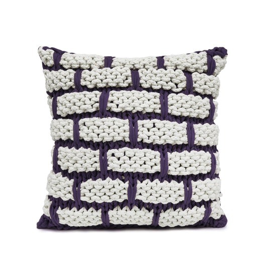 Almofada em tricô artesanal Tijolo 60x60 Roxo Pronta Entrega