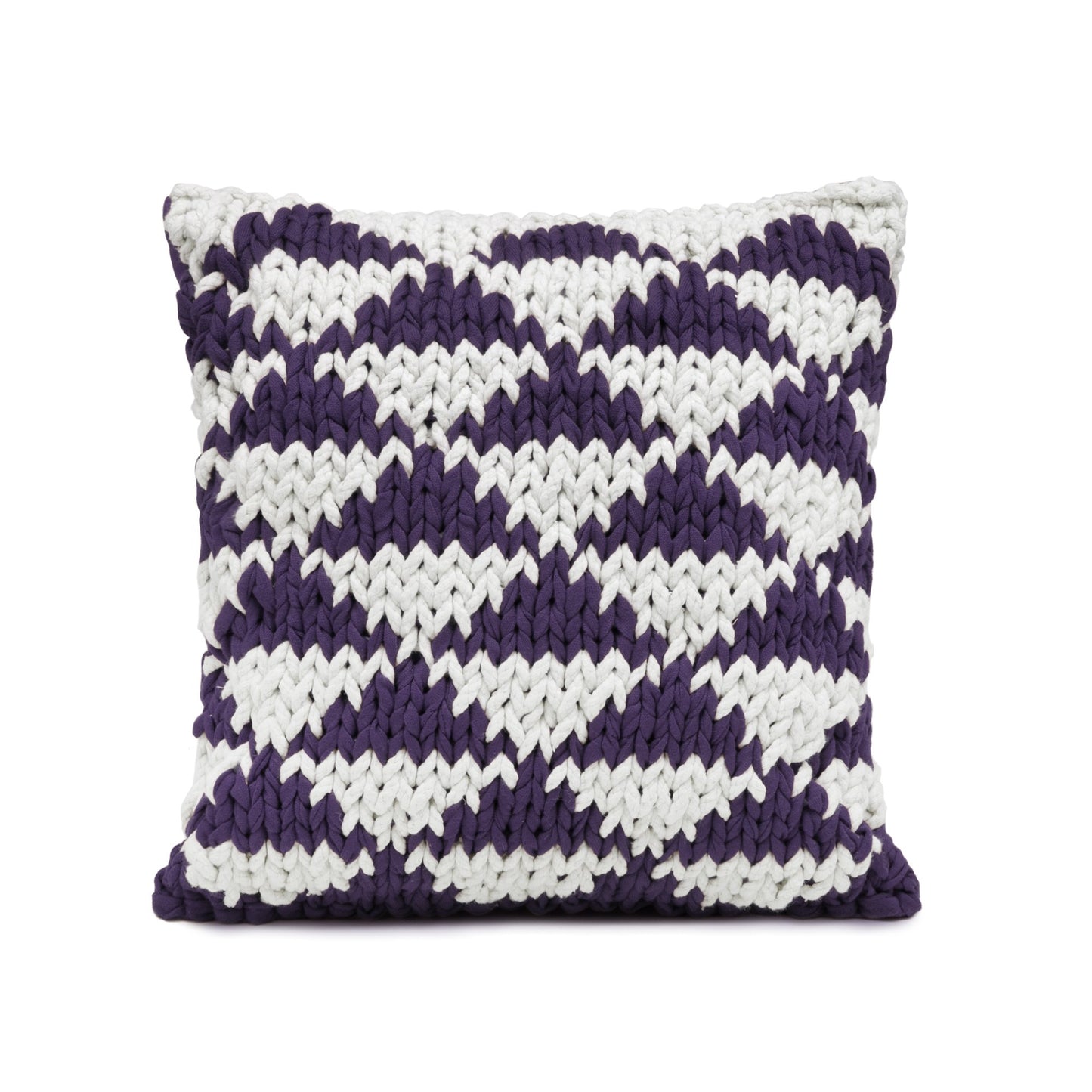 Almofada em tricô artesanal Triângulo 60x60 Roxo Pronta Entrega