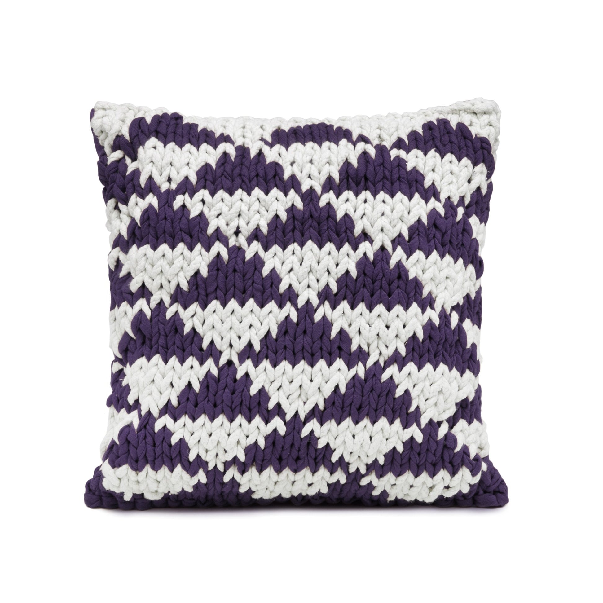 Almofada em tricô artesanal Triângulo 60x60 Roxo Pronta Entrega