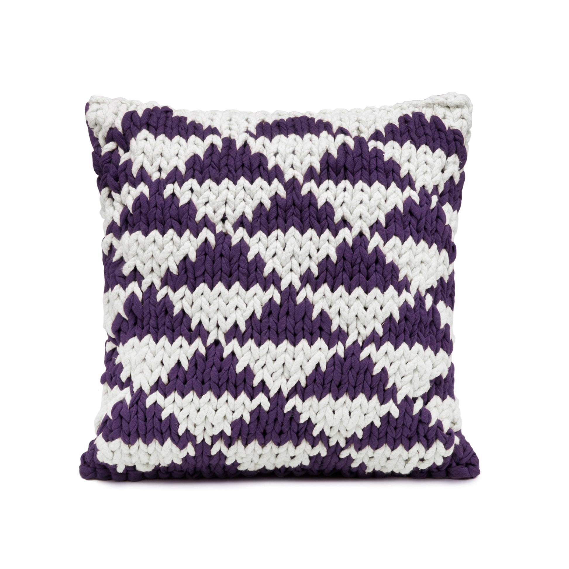 Almofada em tricô artesanal Triângulo 45x45 Roxo