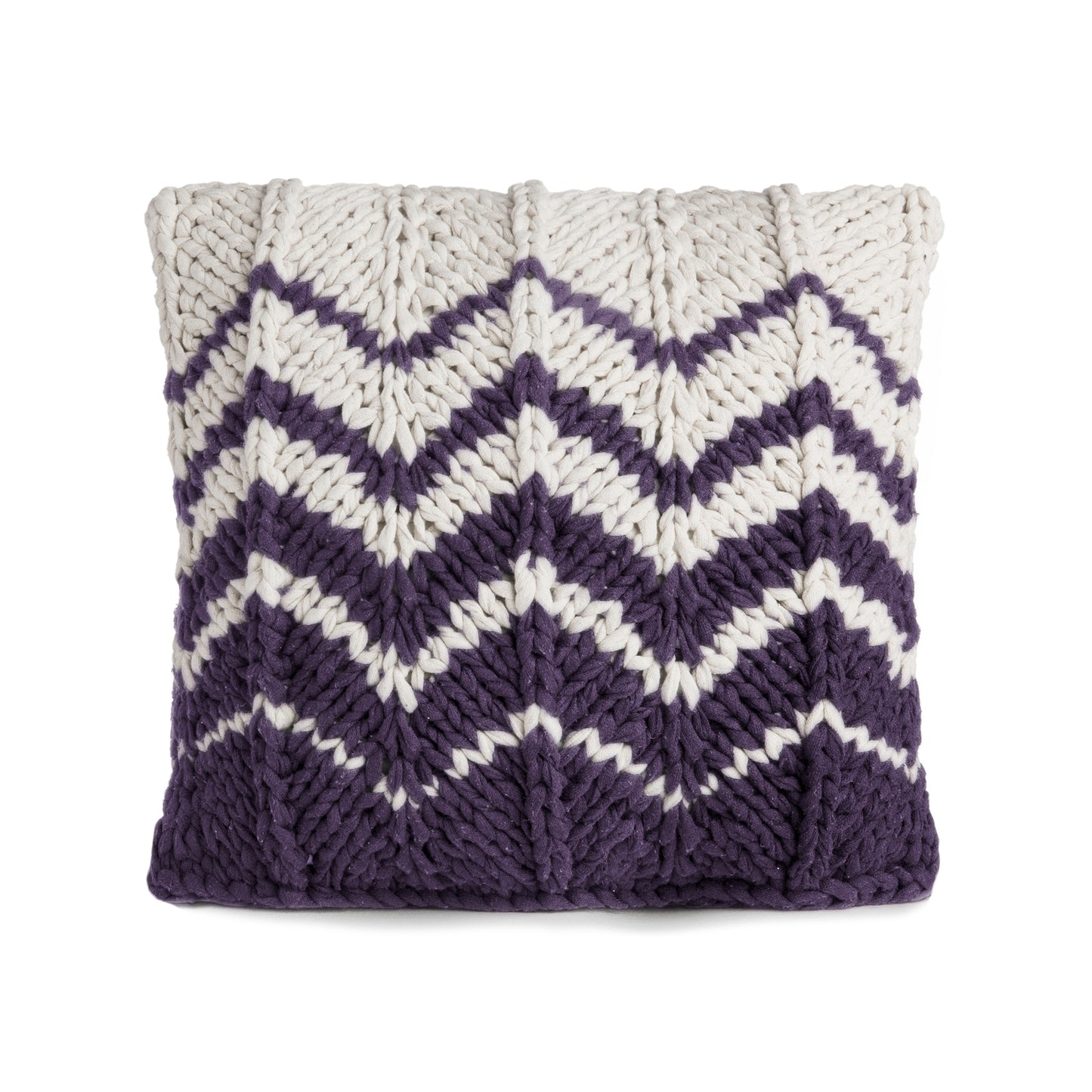 Almofada em tricô Artesanal Zig Zag Positivo 45x45 Roxo