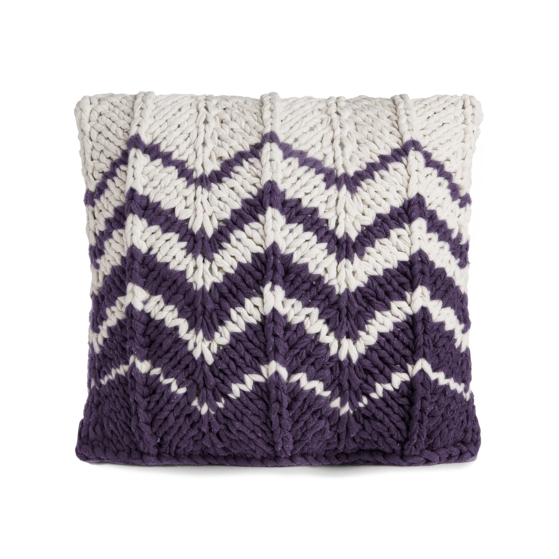 Almofada em tricô Artesanal Zig Zag Positivo 45x45 Roxo