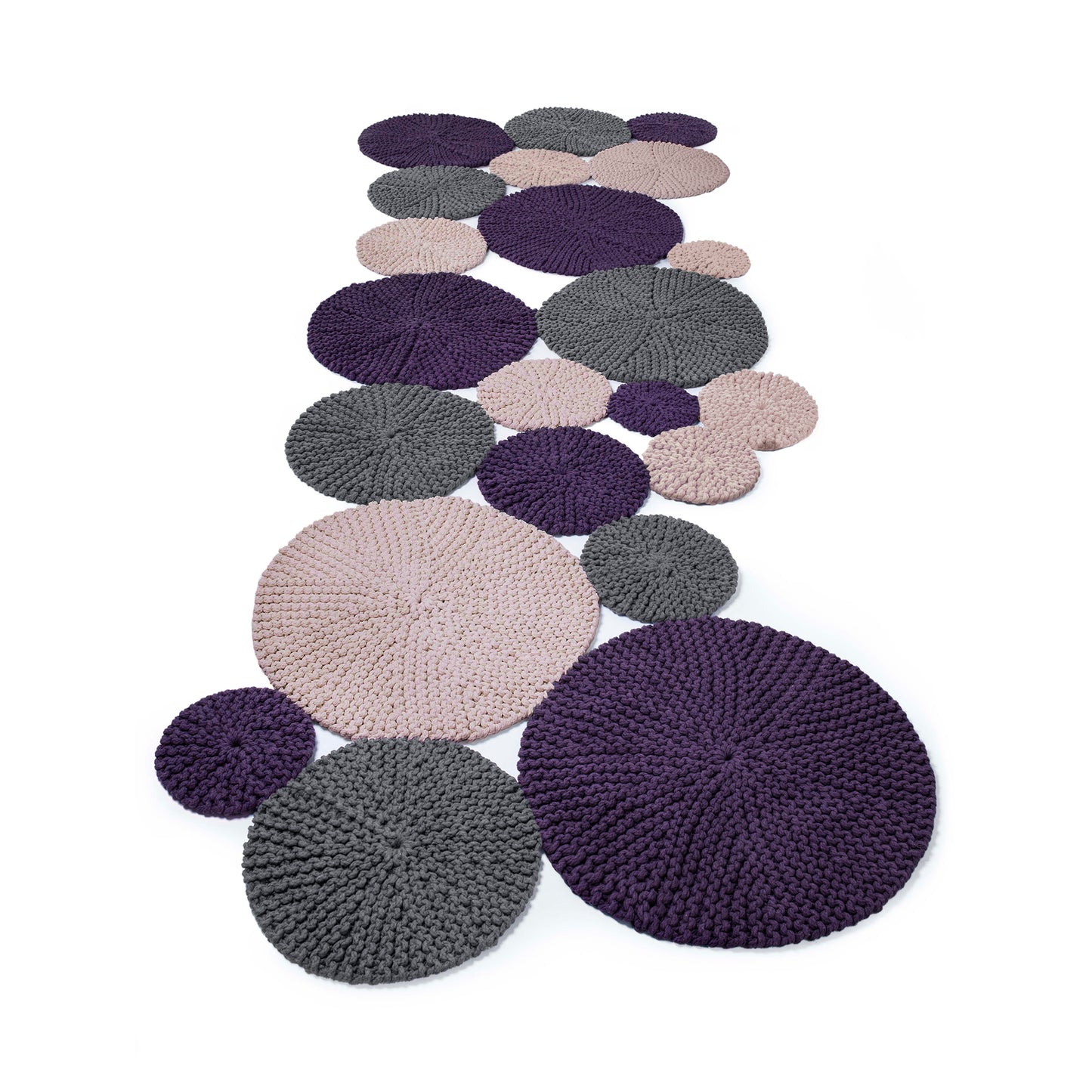 Tapete Bolas Colorido 120x250 (Cinza/Rose/Roxo)