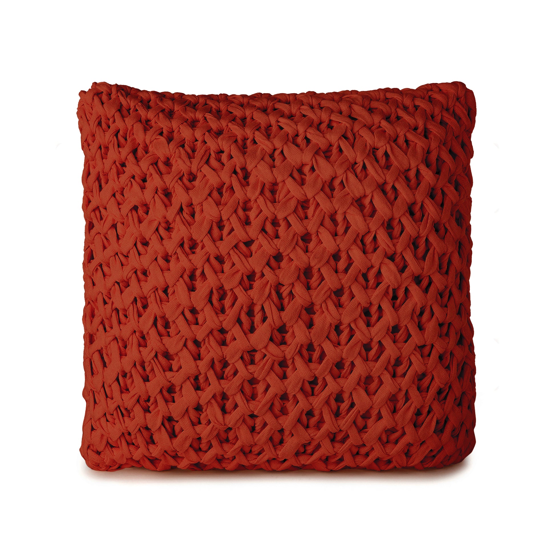 Almofada em tricô artesanal Colmeia 45x45 Terracota .