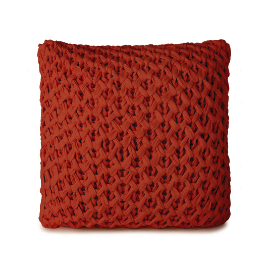 Almofada em tricô artesanal Colmeia 45x45 Terracota .