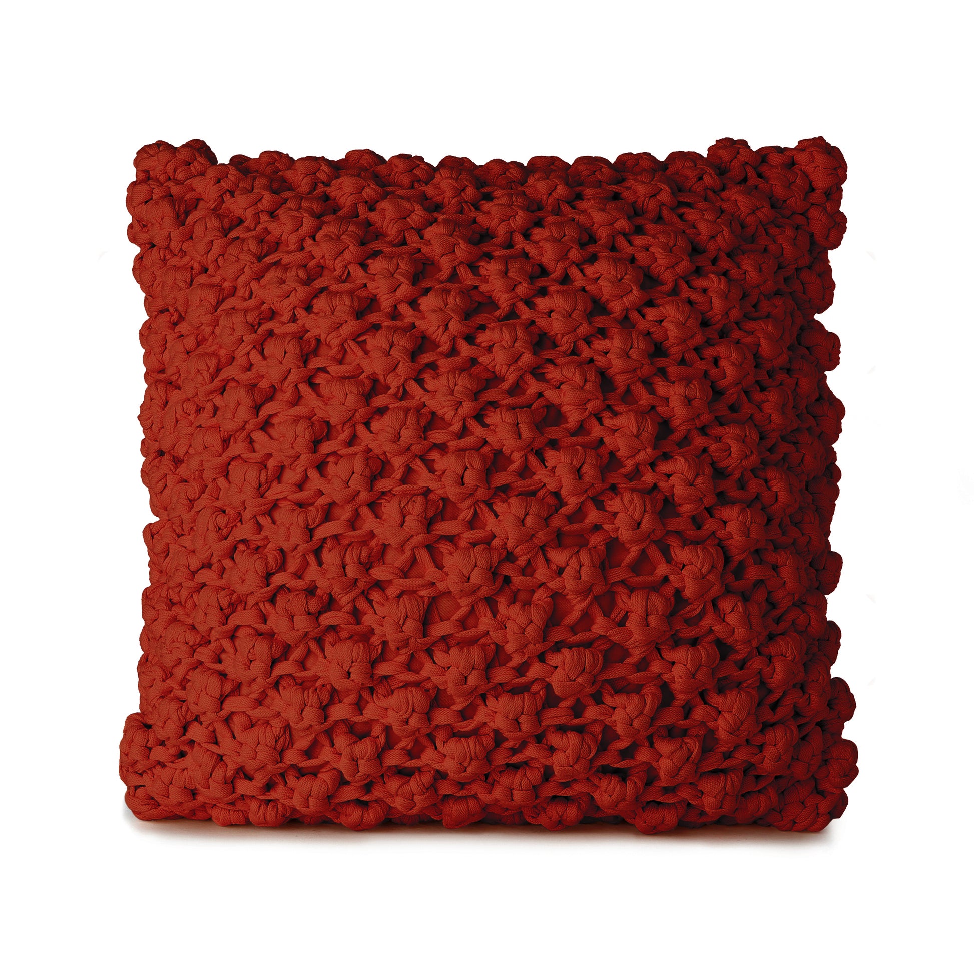 Almofada em Tricô Artesanal Pipoca 45x45 Terracota