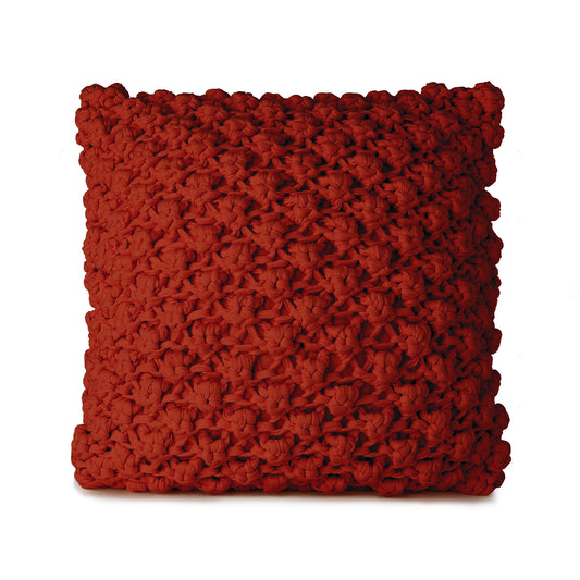 Almofada em Tricô Artesanal Pipoca 45x45 Terracota
