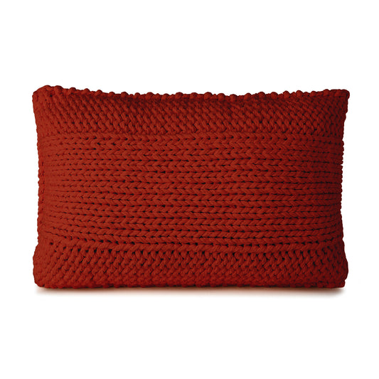 Almofada em tricô artesanal Terracota, frente e verso, com fio 100% algodão. Fechamento com zíper, possibilitando a remoção da capa para lavagem. Dimensões: Altura - 40cm; Largura - 60cm.