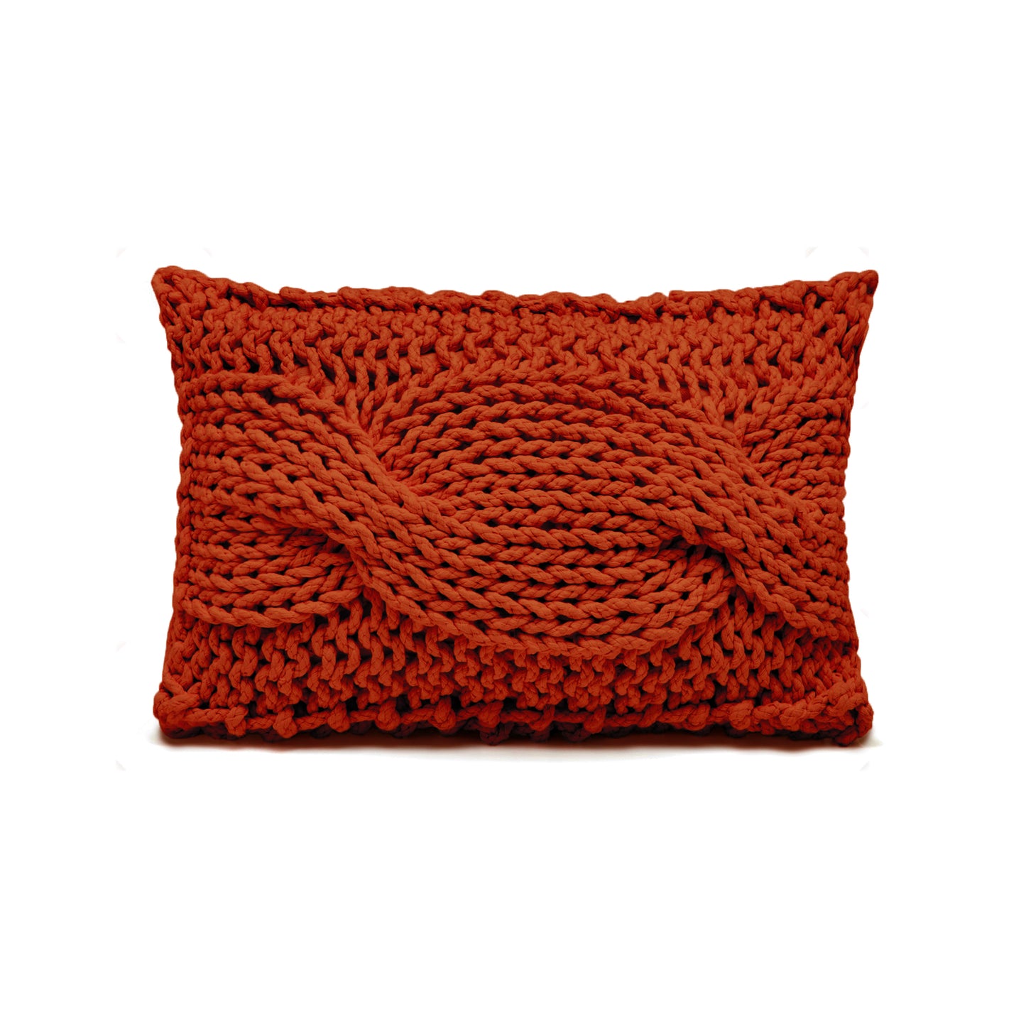 Almofada em tricô artesanal String Trança Retangular 30x45 Terracota