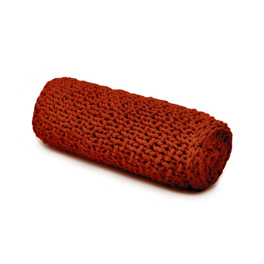 Almofada em tricô artesanal String Rolo 18x60 Terracota
