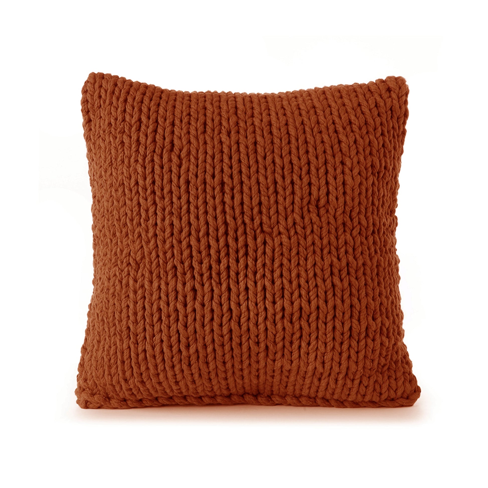 Almofada em tricô artesanal String Lisa 45x45 Terracota Pronta Entrega