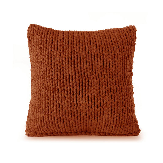 Almofada em tricô artesanal String Lisa 45x45 Terracota Pronta Entrega