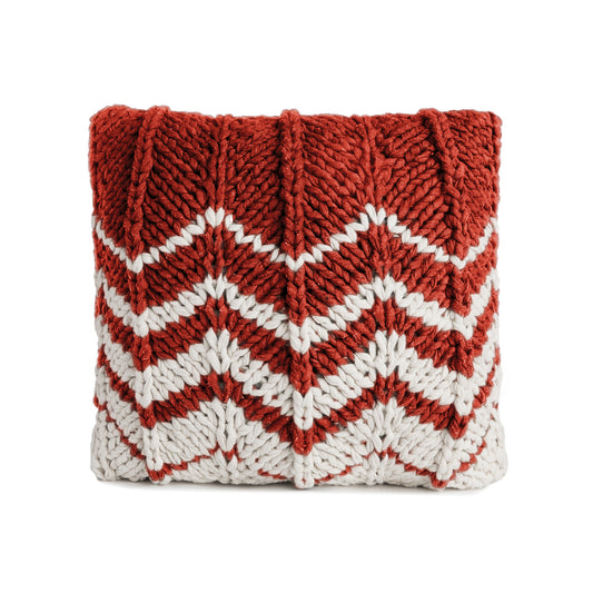Almofada em tricô artesanal Zig Zag Negativo 45x45 Terracota