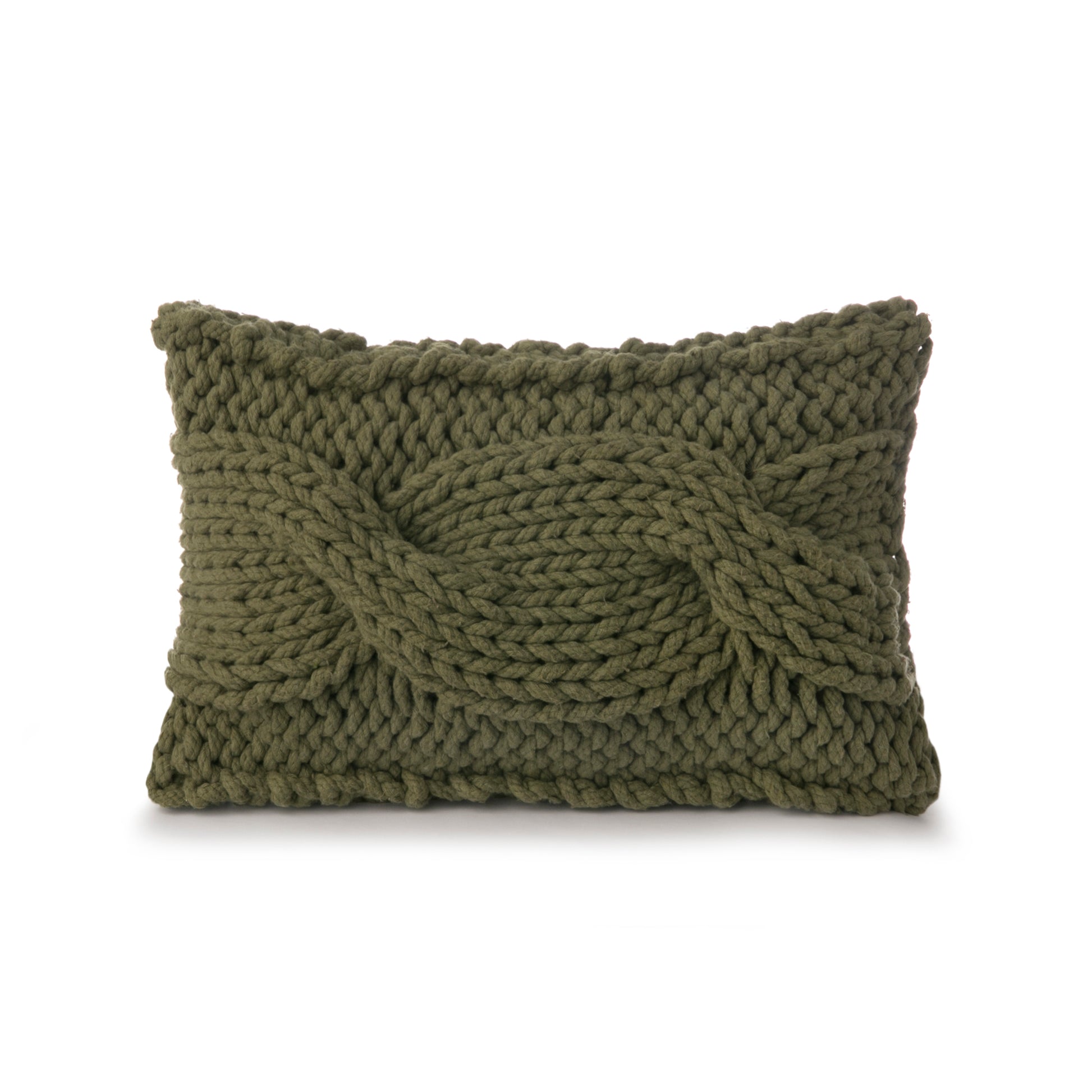 Almofada em tricô artesanal String Trança Retangular 30x45 Verde
