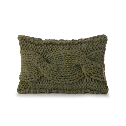 Almofada em tricô artesanal String Trança Retangular 30x45 Verde
