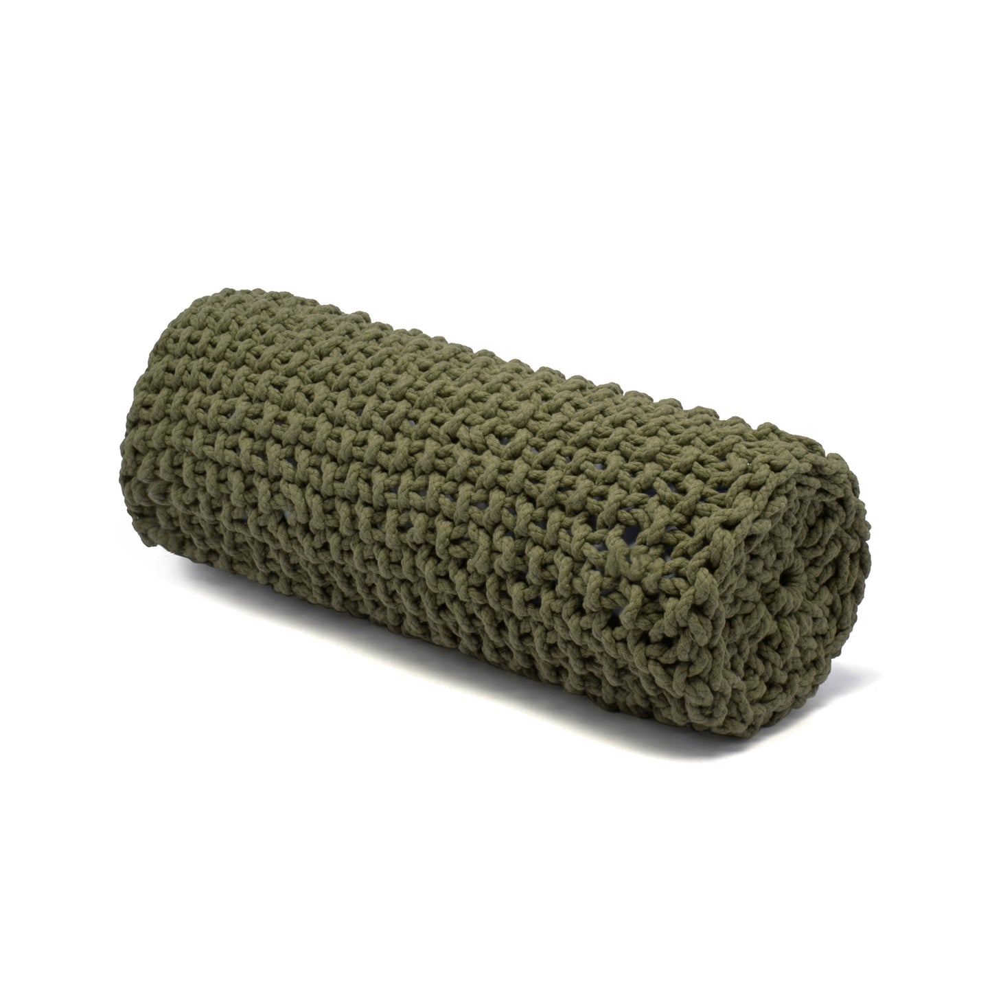 Almofada em tricô artesanal String Rolo 18x60 Verde