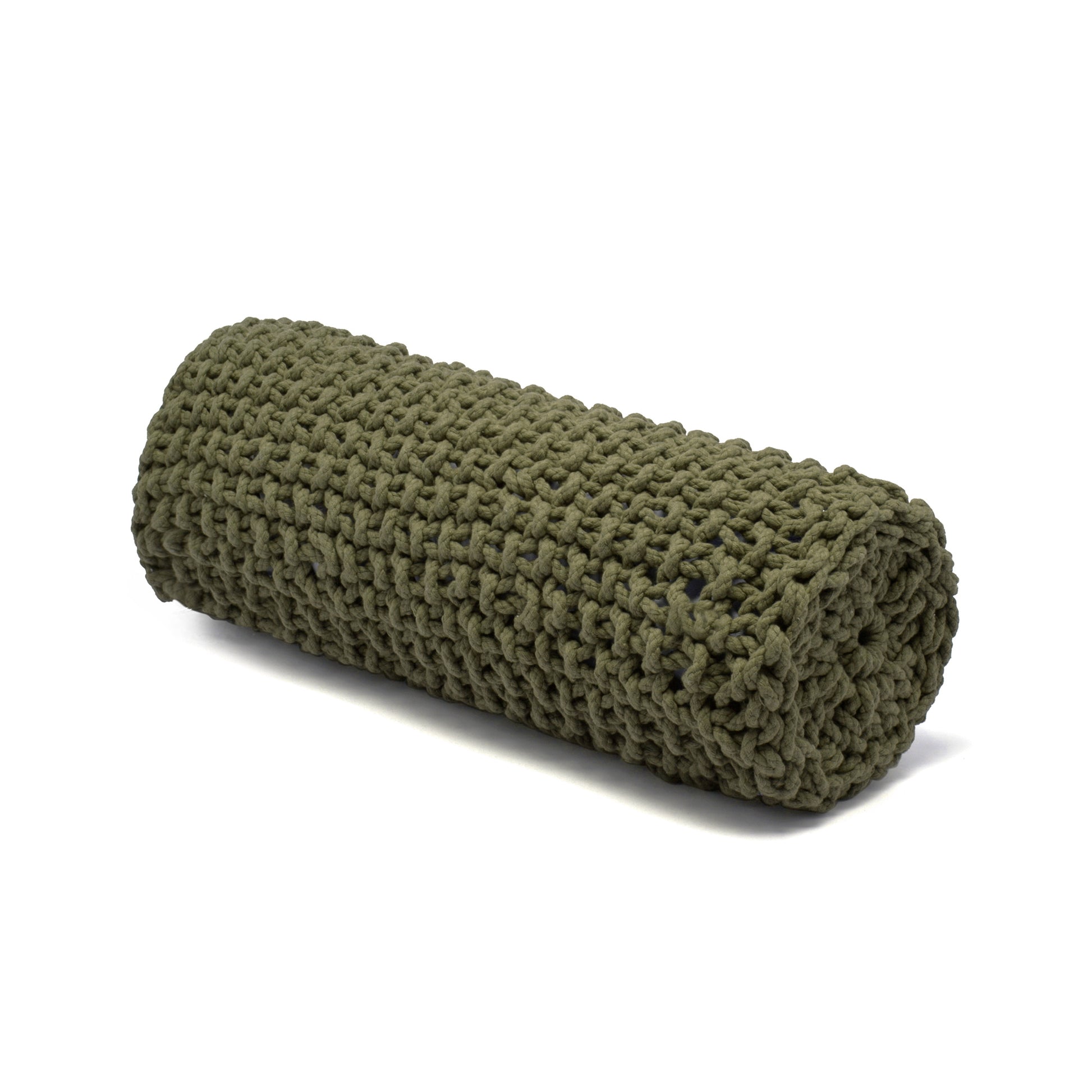 Almofada em tricô artesanal String Rolo 18x60 Verde