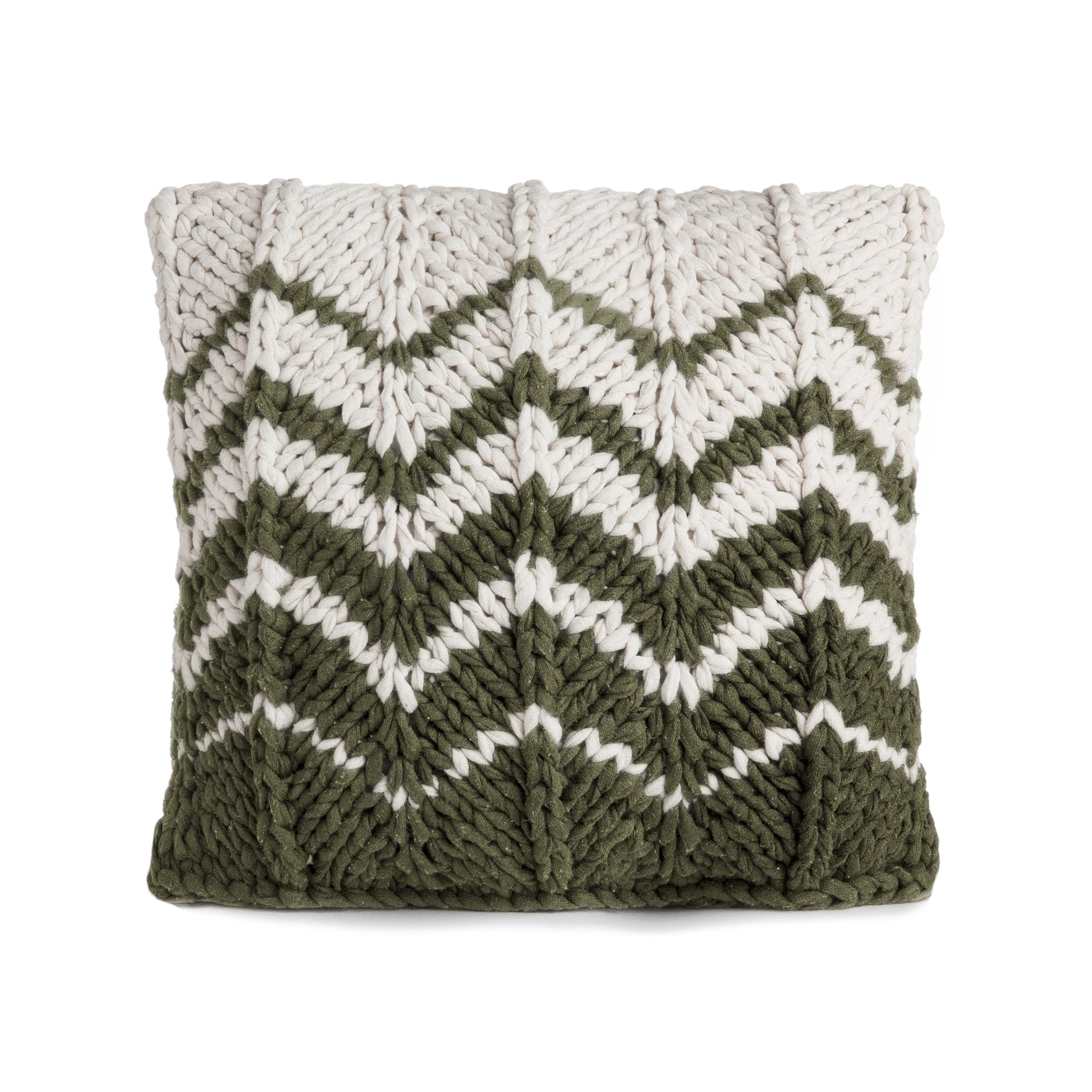 Almofada em tricô Artesanal Zig Zag Positivo 45x45 Verde