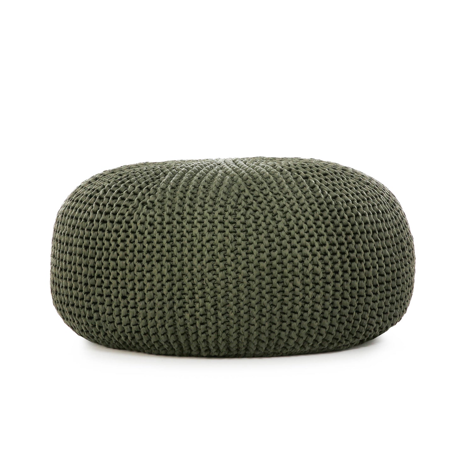 Puff em tricô artesanal para área externa, com fio 100% polipropileno. Enchimento em tecido aquablock e isopor. Fechamento com zíper, possibilitando a remoção da capa para lavagem. Dimensões: Altura - 25cm; Largura - 100cm; Comprimento - 100cm.
