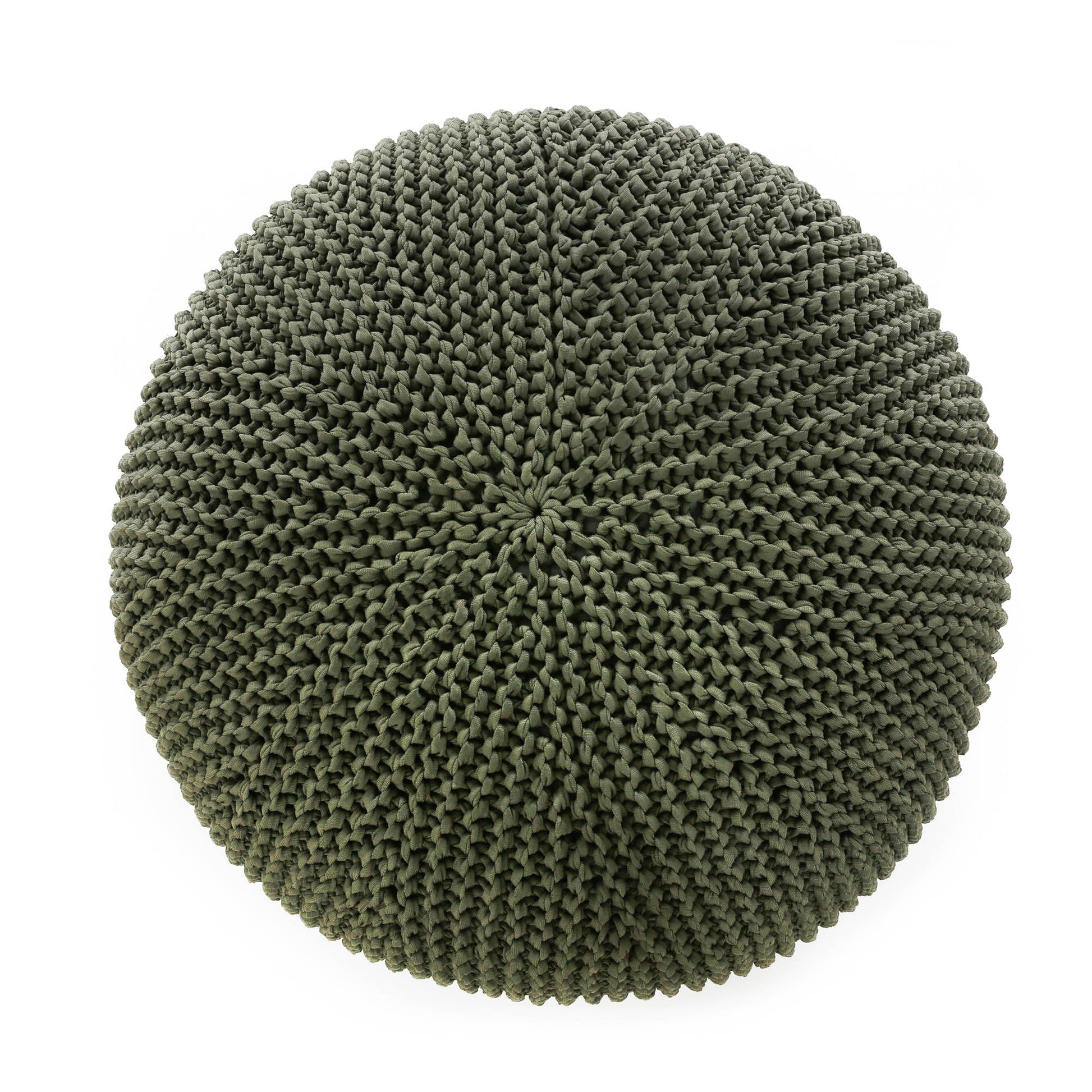 Puff em tricô artesanal para área externa, com fio 100% polipropileno. Enchimento em tecido aquablock e isopor. Fechamento com zíper, possibilitando a remoção da capa para lavagem. Dimensões: Altura - 35cm; Largura - 100cm; Comprimento - 100cm.
