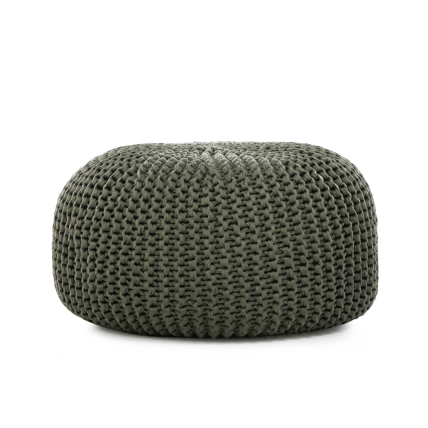 Puff em tricô artesanal para área externa, com fio 100% polipropileno. Enchimento em tecido aquablock e isopor. Fechamento com zíper, possibilitando a remoção da capa para lavagem. Dimensões: Altura - 30cm; Largura - 75cm; Comprimento - 75cm.