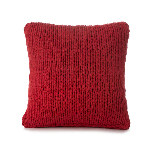 Almofada em tricô artesanal Vermelha, frente e verso, com fio 100% algodão. Fechamento com zíper, possibilitando a remoção da capa para lavagem. Dimensões: Altura - 50cm; Largura - 50cm.