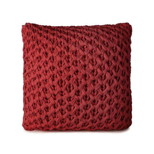 Almofada em tricô Artezanal Colmeia 45x45 Vermelho