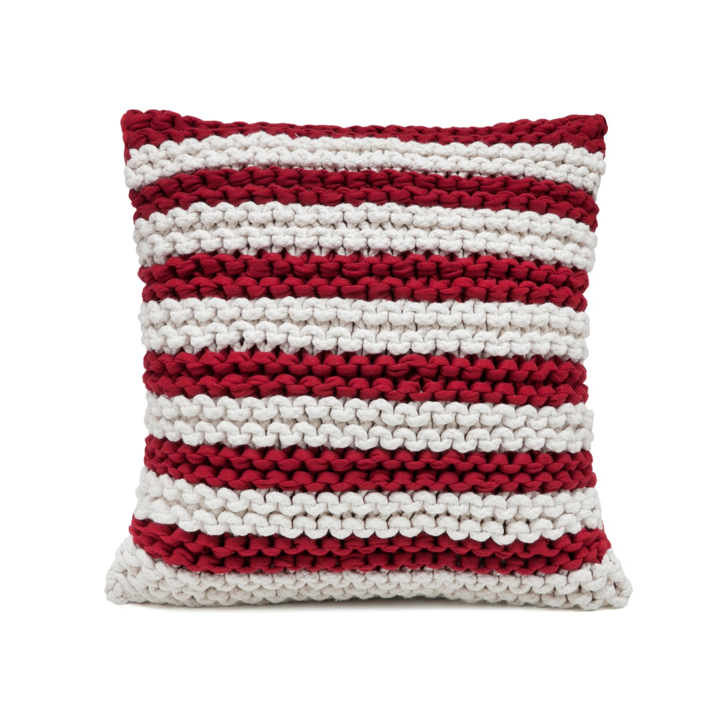 Almofada em tricô Artesanal Listra 45x45 Vermelho