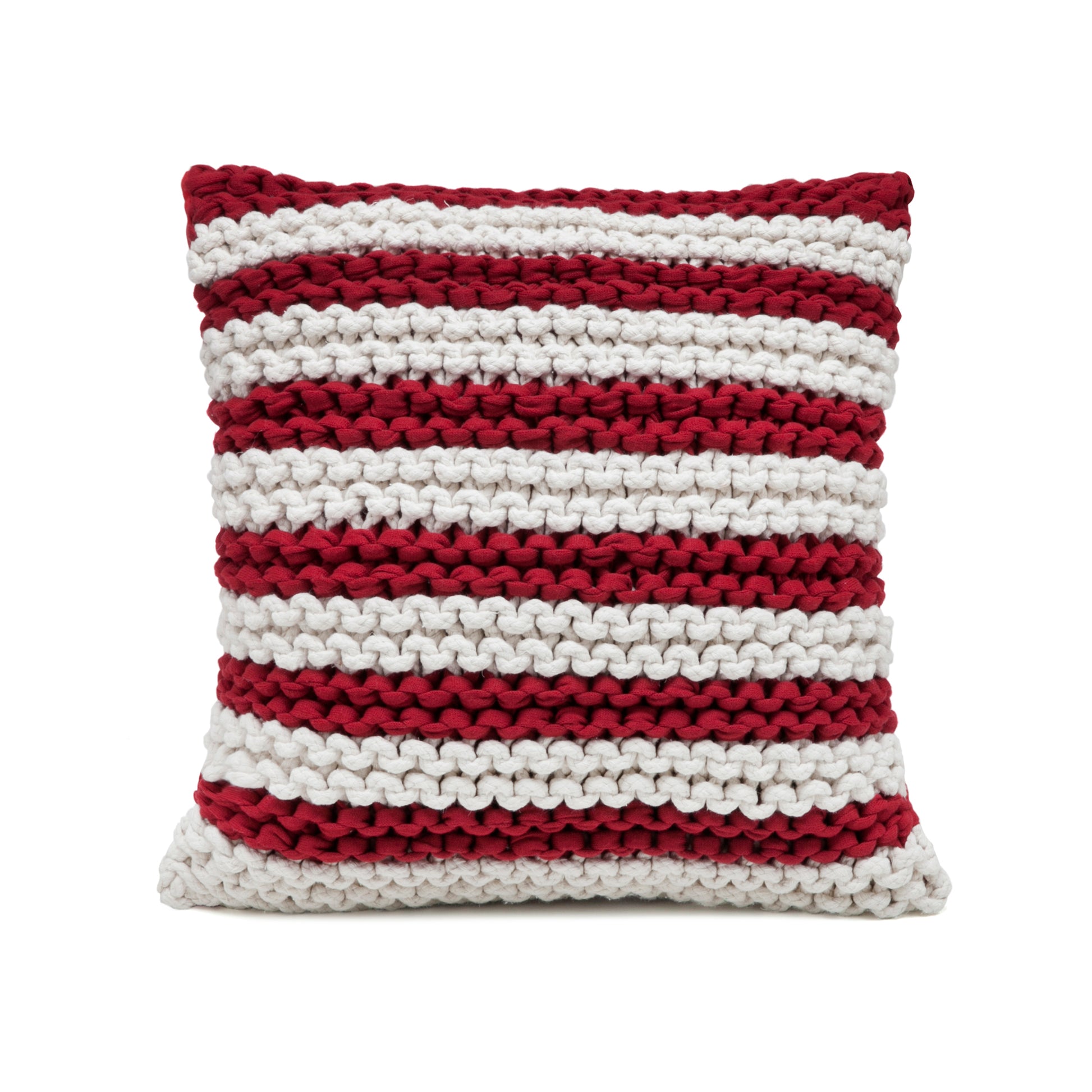 Almofada em tricô Artesanal Listra 45x45 Vermelho