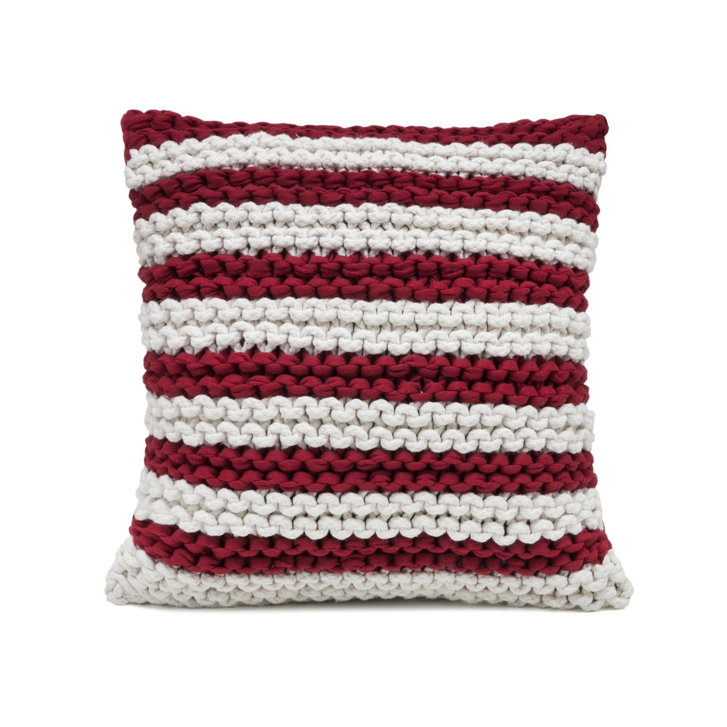 Almofada em tricô Artesanal Listra 45x45 Vermelho Pronta entrega