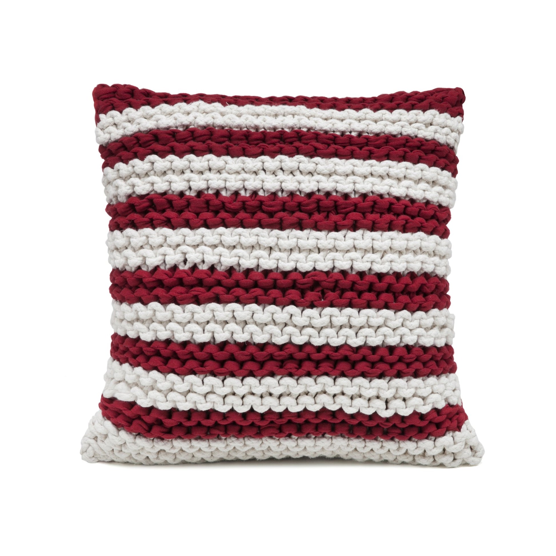 Almofada em tricô Artesanal Listra 45x45 Vermelho Pronta entrega