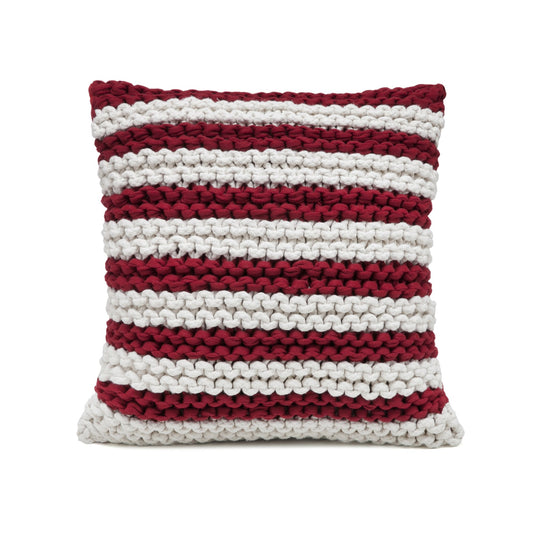 Almofada em tricô Artesanal Listra 45x45 Vermelho Pronta entrega