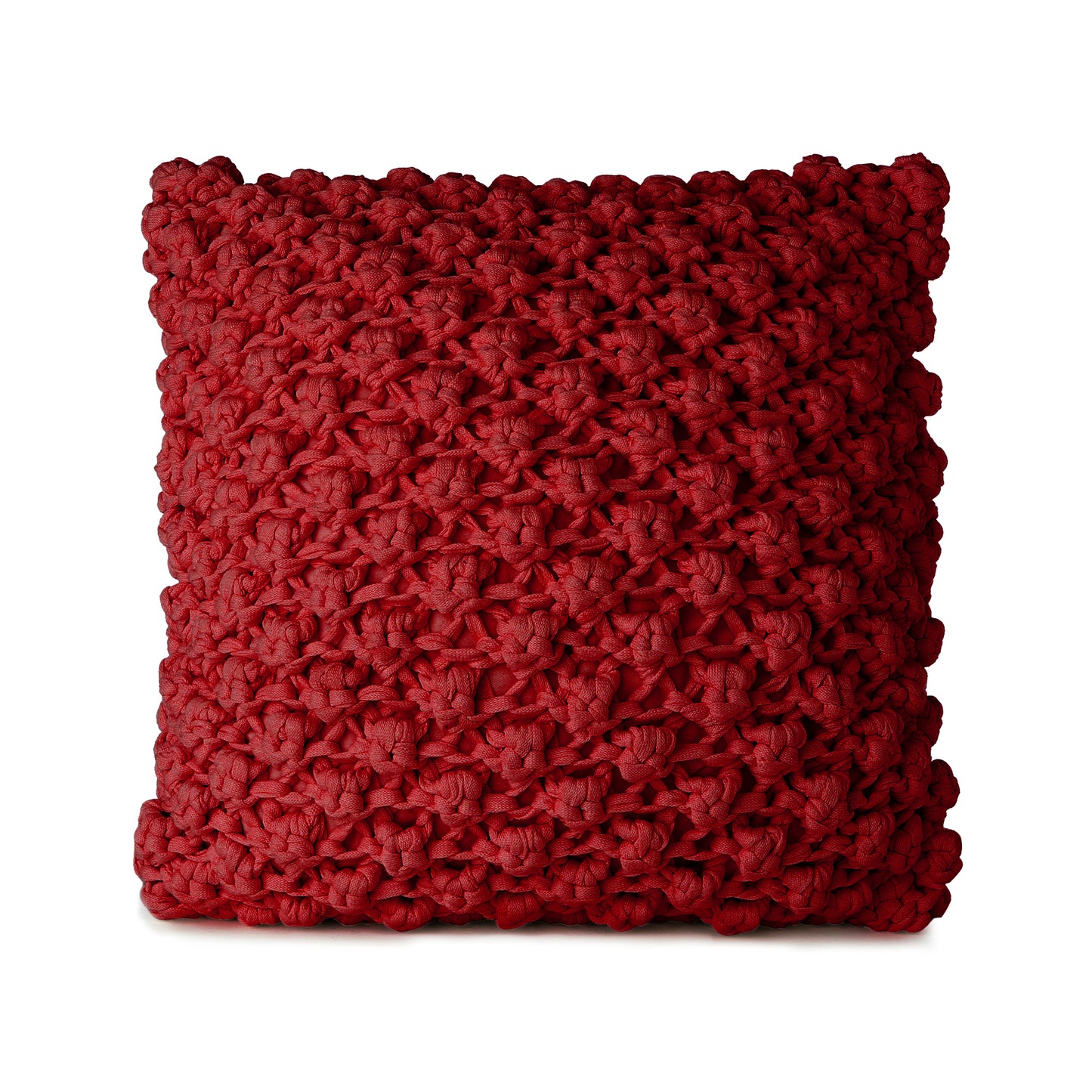 Almofada em Tricô Artesanal Pipoca 45x45 Vermelho Pronta Entrega