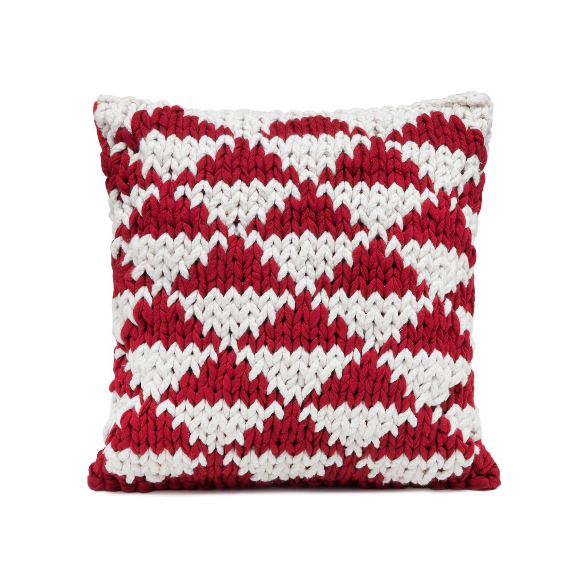 Almofada em tricô artesanal Triângulo 45x45 Vermelho