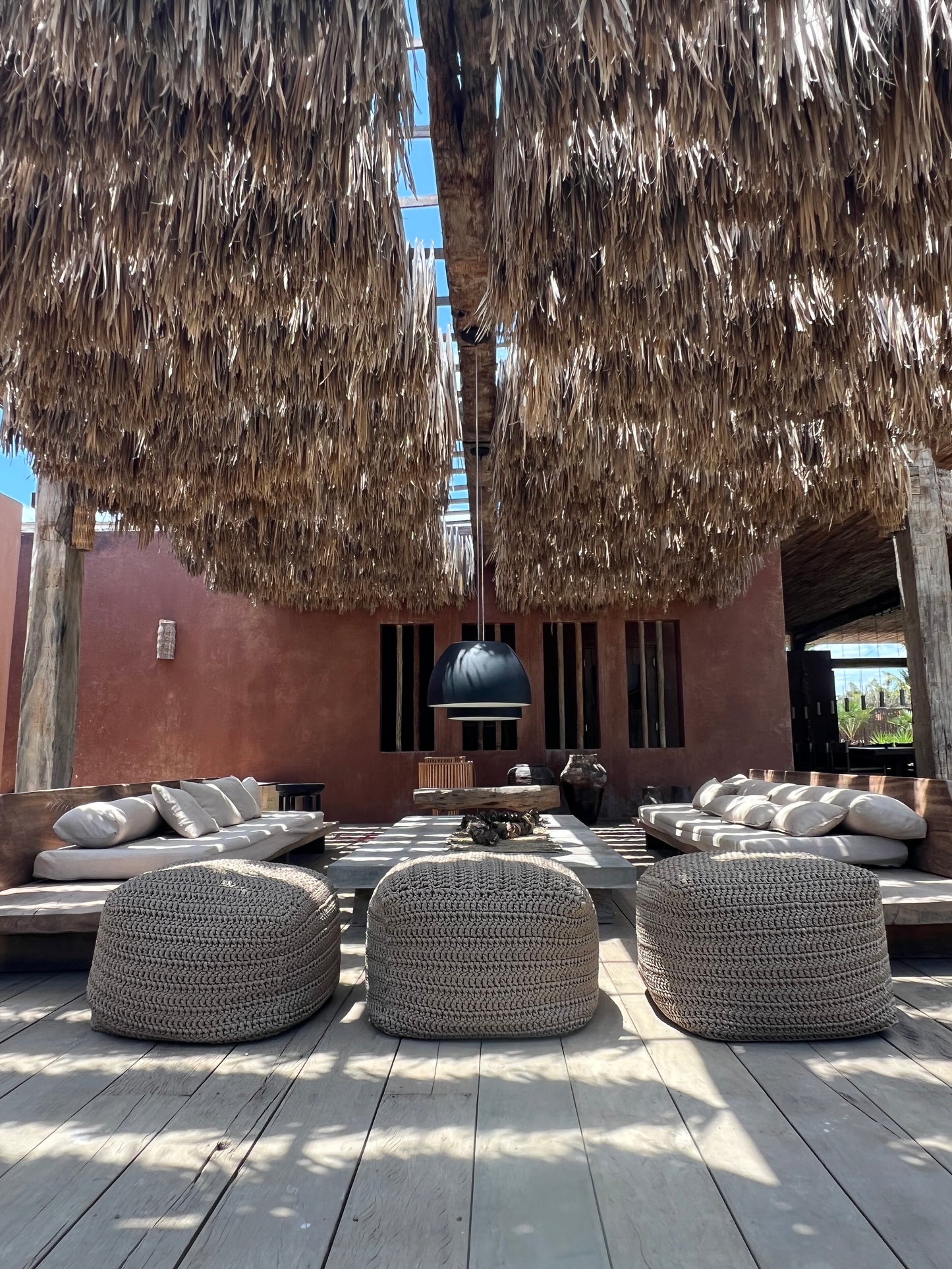 Puff Crochê Quadrado Outdoor 40x50x50 Marrom