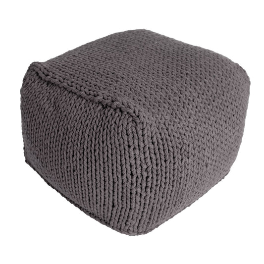Puff Tricô Quadrado 40x50 Cinza