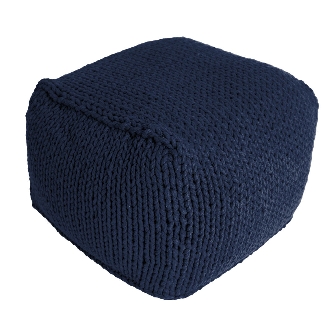 Puff Tricô Quadrado 40x50 Marinho Pronta Entrega