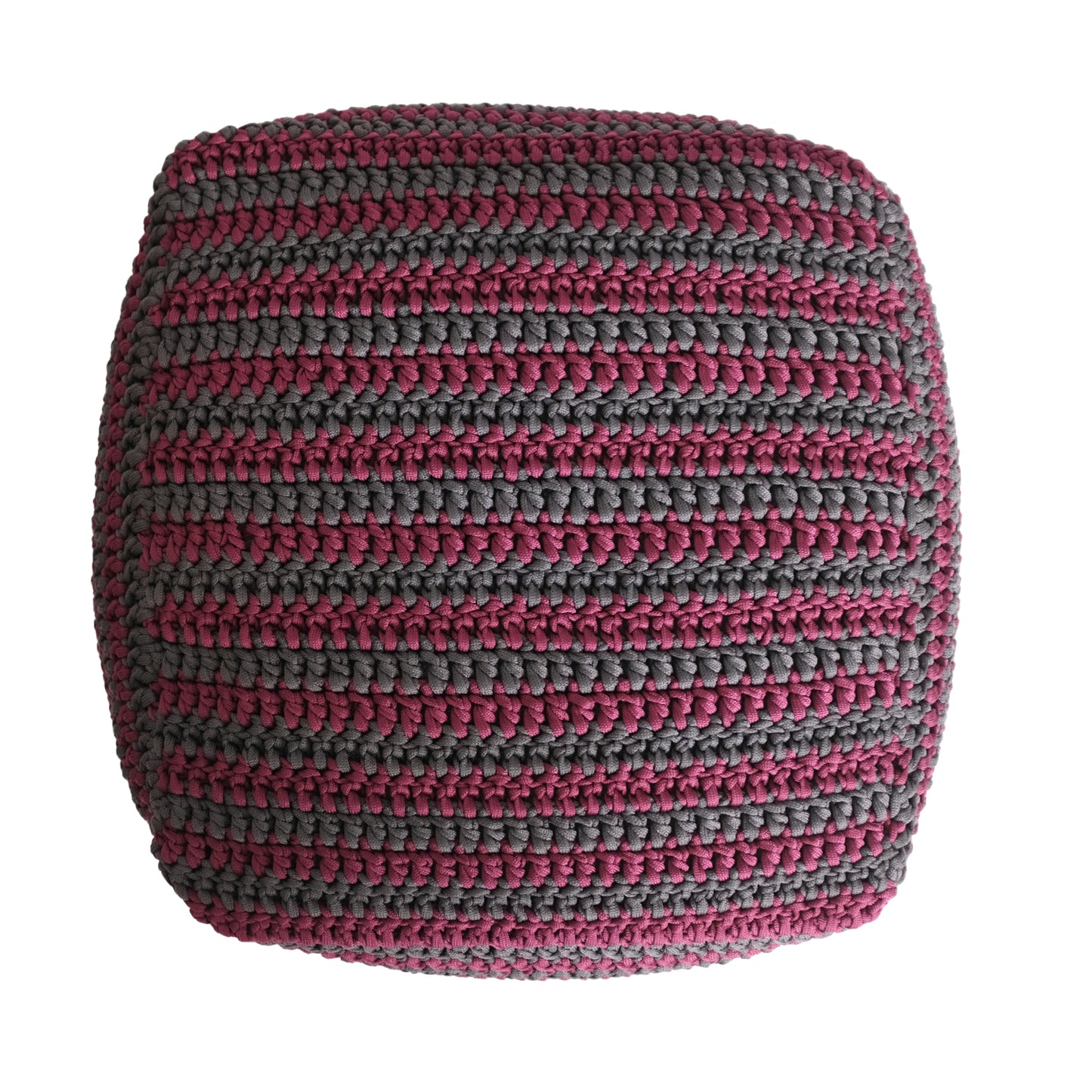 Puff Quadrado Listra Horizontal Outdoor 40x50x50 Marsala/Cinza Pronta Entrega